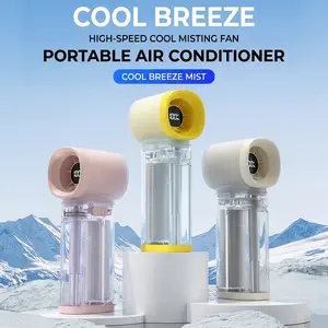 Handheld Cooling Mist Fan, 100-Speed Turbo Airflow, Nano Ice Spray, Pop-Up Water Tank, Ultrasonic Atomization, Warm Night Light, Type-C Fast Charging, Portable Mini AC for Outdoor Travel Home Office