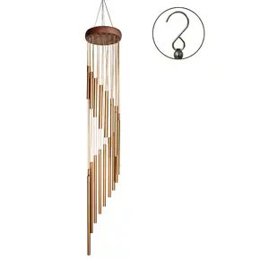 35in Large 18 Tubes Wind Chime Pine Elegant Tubes Big Wind Chimes with S-Hook Solid Wood Tuning Tube by Hanging Ornaments for Home Decoration Party Gaden Patio Ideal Gifts for Men Women