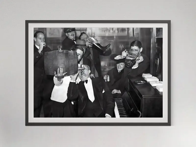 End of Prohibition Print, Black and White, Vintage Photo, Beer Poster, Bar Cart Print, Alcohol Wall Art, English Pub Decor