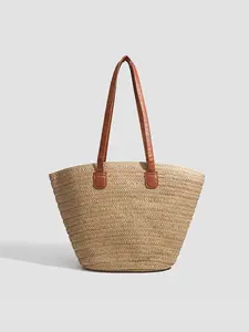 Woven Straw Tote Bag, Versatile Simple Large Capacity Shoulder Bag, Ideal for Beach Vacations and Sand Resorts, Women's Fashion Accessory