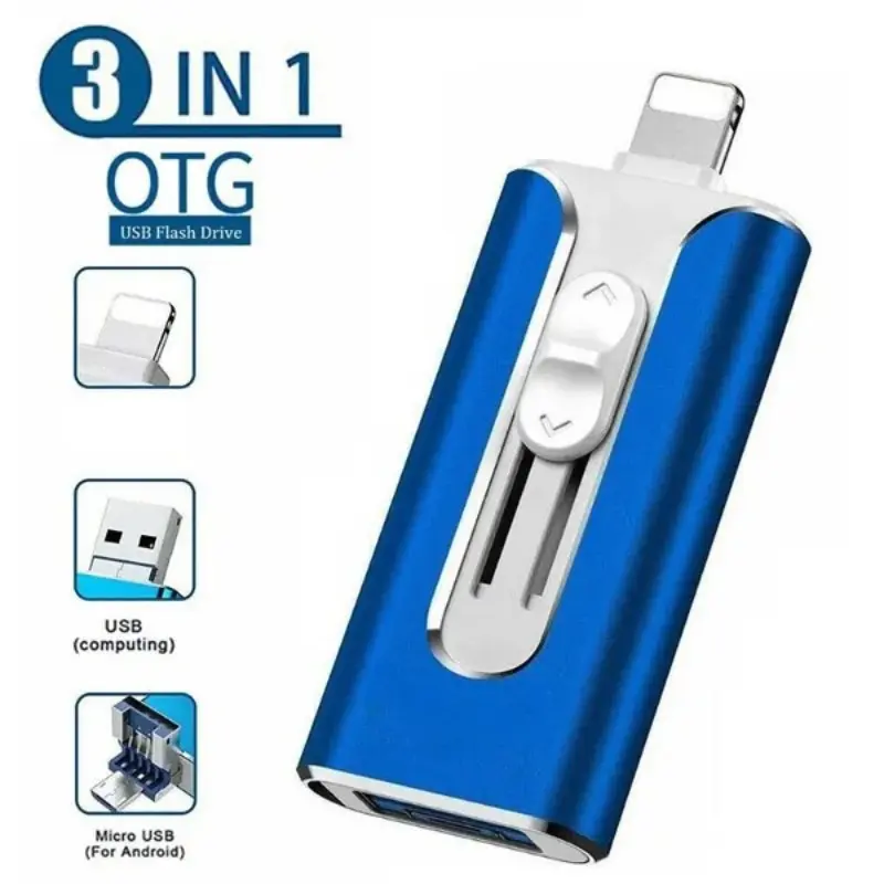 4 in 1 USB 3.0 Flash Drive for iPhone & iPad & Type-C & Android & PC OTG | Multi-Purpose Memory Stick Photo Stick USB Storage 64GB 128GB 256GB 512GB 1TB Pen Drive Thumb Drive