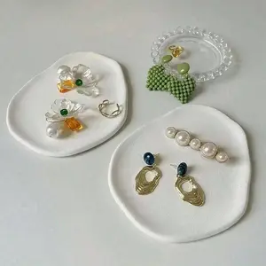 Nordic Style Irregular Storage Plate, Gypsum Jewelry Decorative Tray, Photo Prop Photography Item, Home Decoration Accessory