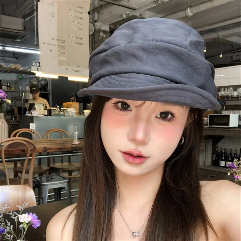 Japanese Yamamoto Style Niche Layered Design Thin Breathable Octagonal Hat for Artistic Painters Face-Slimming Versatile Hat for Creative Professionals