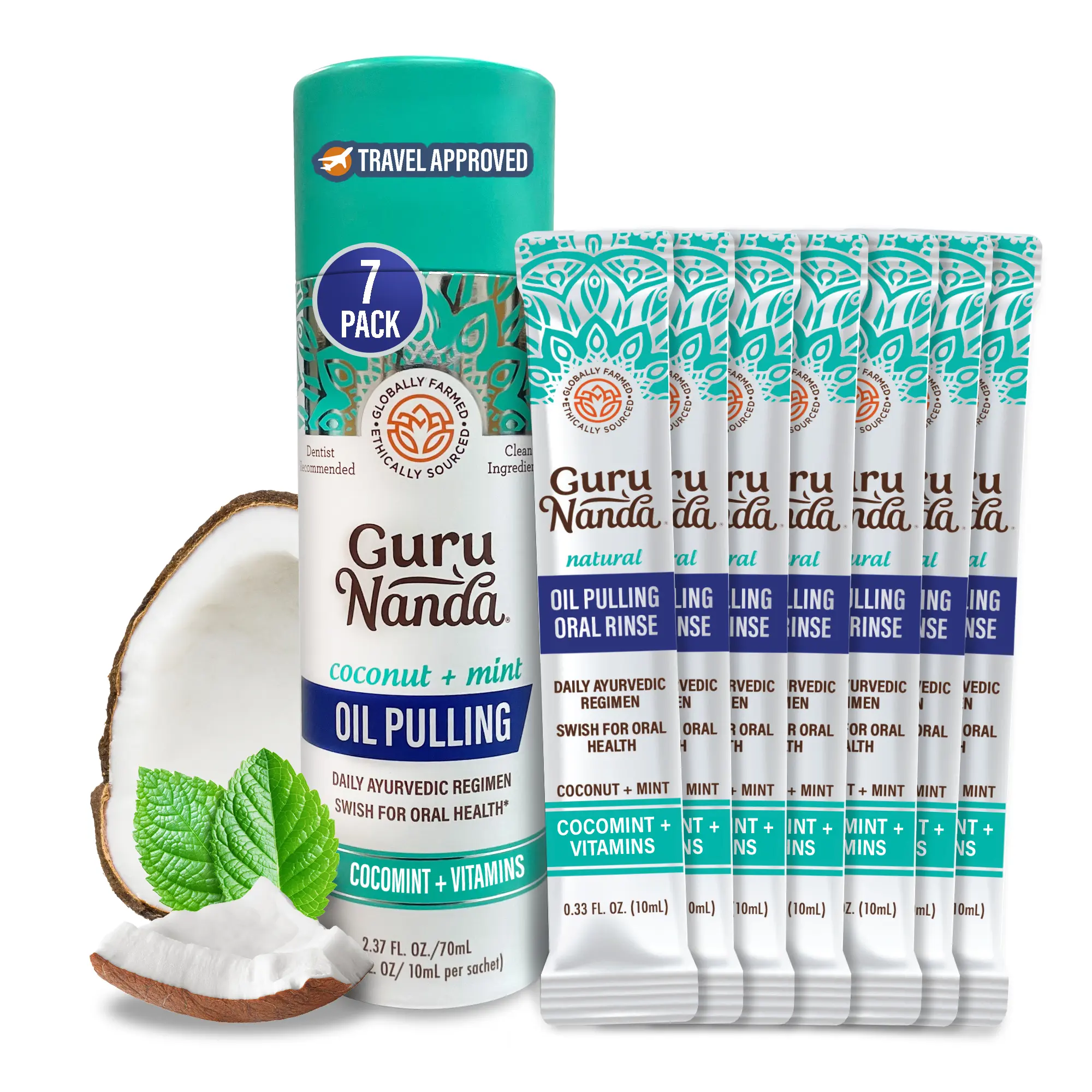 GuruNanda Cocomint Oil Pulling Travel Sachets - 7 Count GuruNanda Cocomint Oil Pulling Travel Sachets - 7 Count