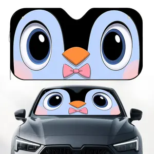 1pc, Penguin Face Bowtie Pattern Car Window Sun Shade, Elegant Interior Accessory, Designed to Keep Your Car Interior Cool, Perfect for Short City Rides, Long Highway Drives, and Parking Situations, Windshield Sunshade