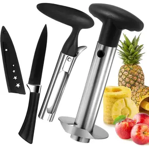 Pineapple Corer and Slicer, Stainless Steel Pineapple  and Corer, Upgraded Pineapple Peeler and  Corer Tool with Pineapple Core Remover for Corer Tool Kitchen (Black)