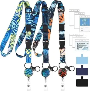3 Pack Cruise Lanyards for Ship Cards, Adjustable Lanyards with Retractable Badg