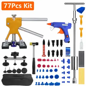 Paintless Dent Repair Tool 77pcs Car Dent Puller Kit Adjustable Dent Repair Removal Pull Tool with Glue Gun for Auto SUV Motorcycle Small Dent Car Dent Remover Vehicle