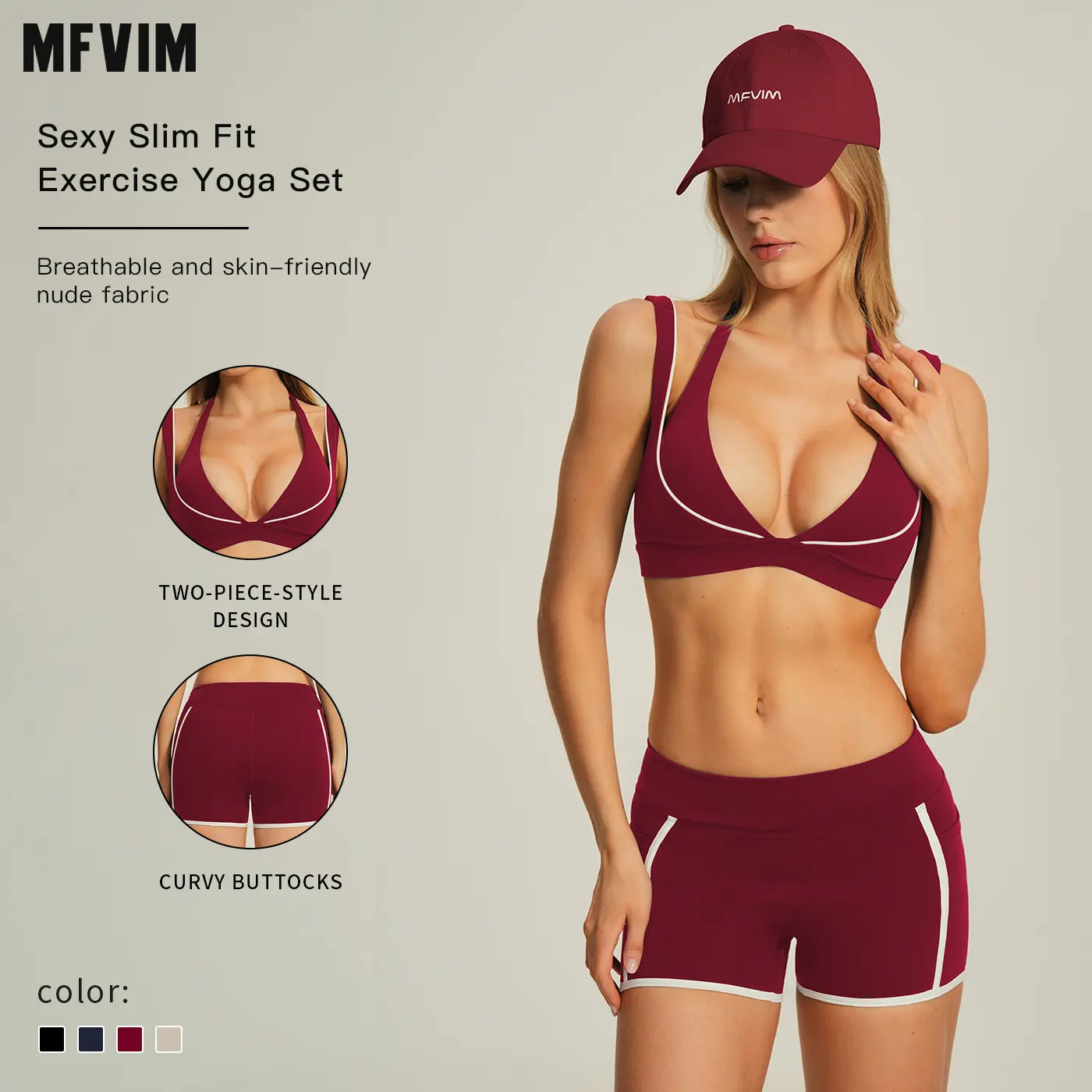 MFVIM Women's 2-Piece Premium Sleeveless Exercise Set - Sporty Style Outfits, Athleisure Bra with Beautiful Back Design, Contrast-Line Nude Shorts for Gym Yoga, Outdoor Running, 2 Piece Sets, Workout Sets For Women,back to school,back to school haul