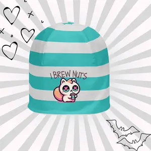 DreamSage I Brew Nuts Striped Beanie - 95% Polyester 5% Spandex Double-layered Regular Fit OEKO-TEX 100 Certified Ethically Sourced