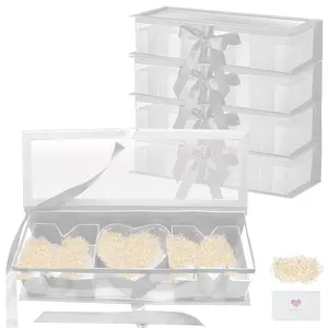 Gift Empty Mom Fillable Flower Gift Boxes Cardboard Heart Shaped Letter Boxes with Clear Window for Mother Grandma Stepmother Mother's Day