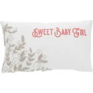 Baby Girl Vines - 16" x 10" Punch Needle Embroidered Pillow