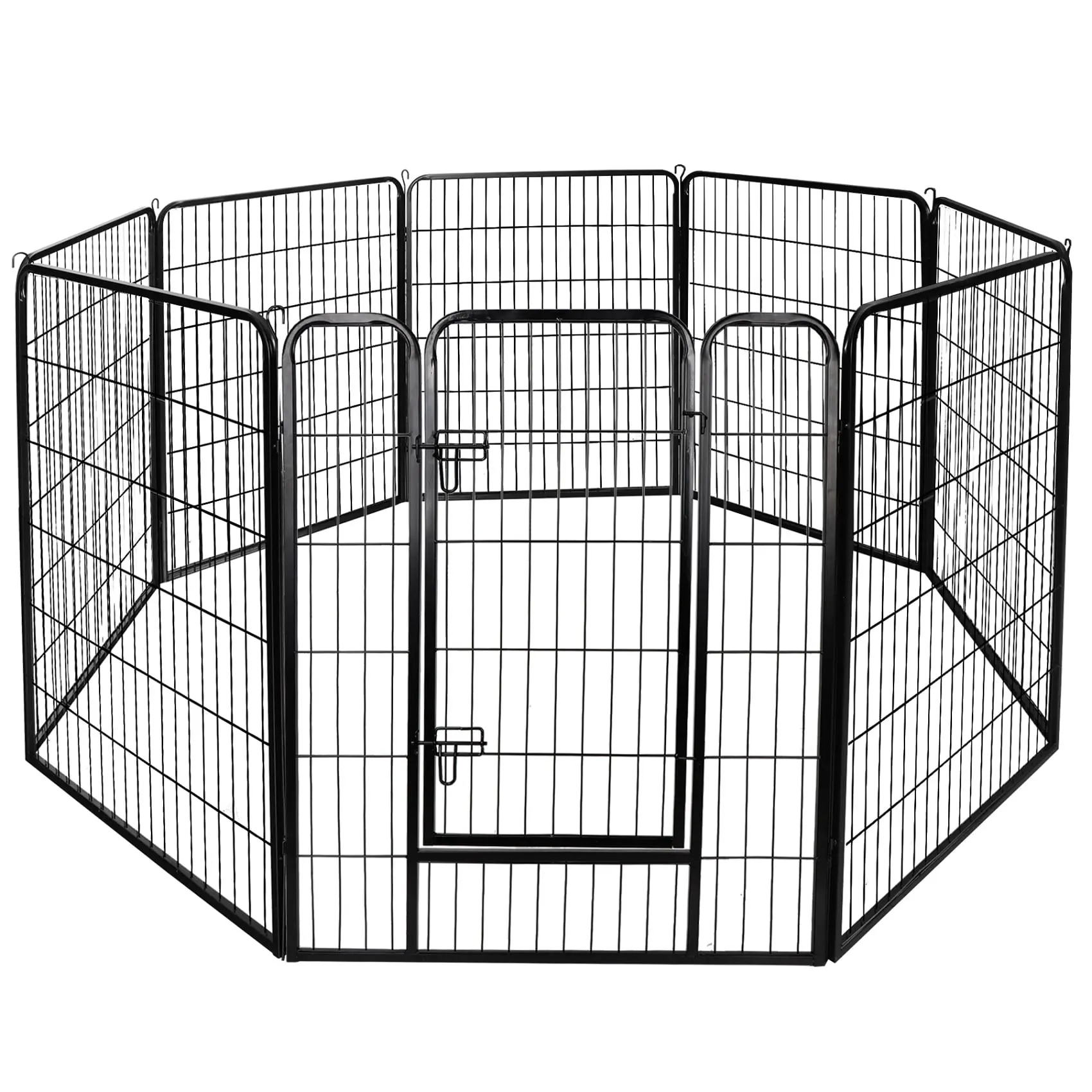 SUPERDEAL 39"H 8-Panel Heavy-Duty Iron Metal Rectangular Dog Exercise Pen Kennel Fence, Durable Puppy Playpen with Multi-Panel Design for Pet Containment, Easy Setup for Indoor/Outdoor Use