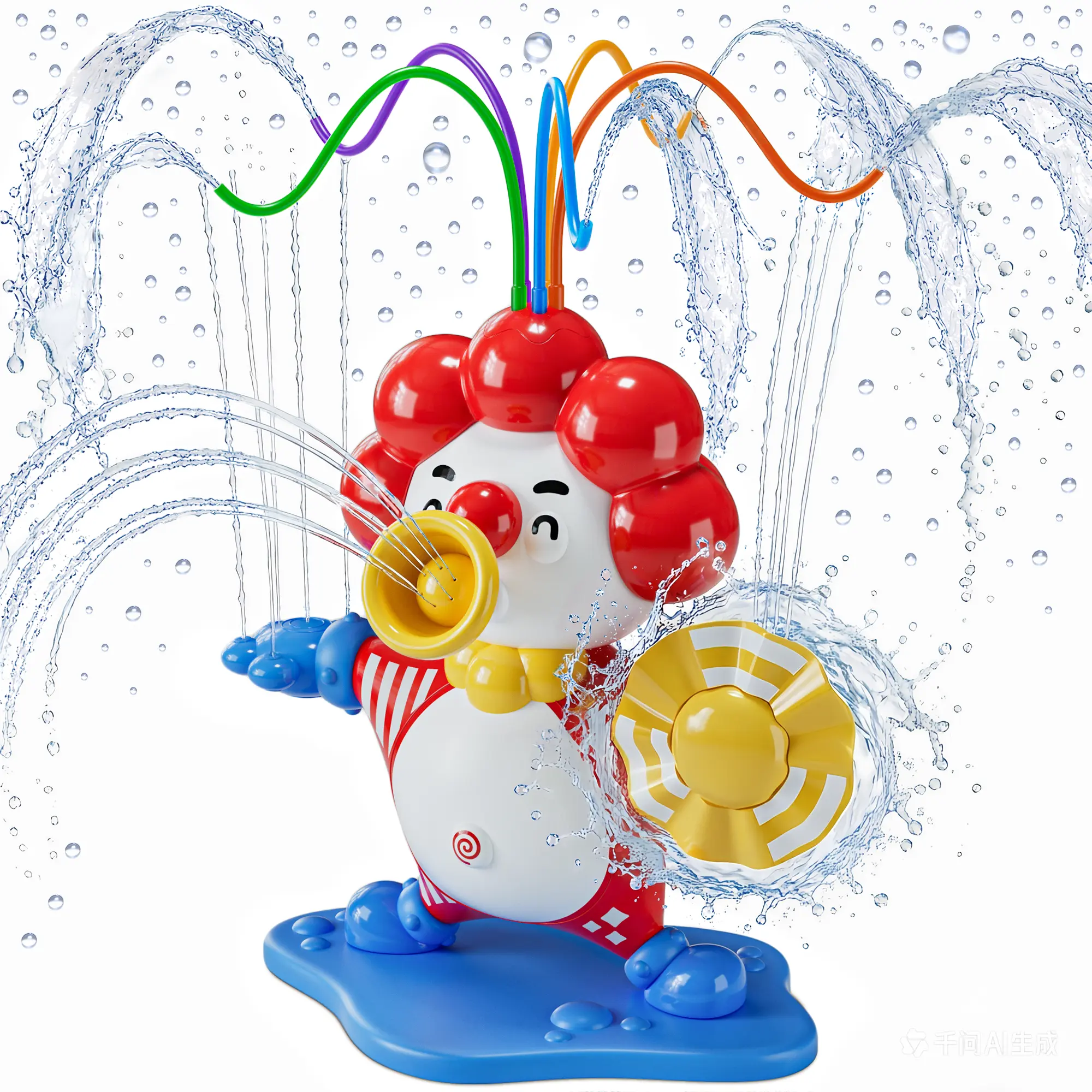 【Summer Gifts】Clown Outdoor Water Spray Sprinkler for Kids/Toddlers, Summer Backyard Water Spray Toy with Wiggle Tubes, 2 Spray Modes Lawn Sprinkler Toy, Connects to Garden Hose, Splash Play Outside Toys Gifts for Boys Girls Ages 3 4 5 6 7 8