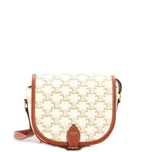 Pre-owned Celine material Messenger Bags Folco Bag Triomphe Coated Canvas Medium by Rebag