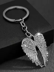 European American Angel Wing Keychain Sparkling Angel Wing Keyring Enamel Angel Wings Pendant Keychain Studded Design Angel Wing Bag Charms Key Ring for Men Women Wing Keychain Jewelry Accessories Bag Decoration Angel Wing Oil Drop Pendant Valentine's Day
