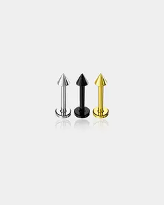 3PCS Spike Internally Threaded Titanium Labret Stud
