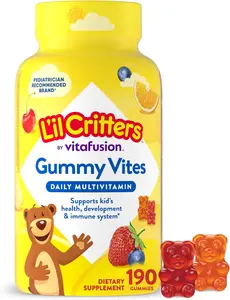 Gummy Vites Daily Kids Gummy Multivitamins Assorted Fruit Flavors for Ages 2+ Toddlers & Kids, Gummy Vitamin with Vitamin C and D, 95-190 Day Supply, 190 Gummies