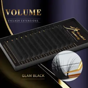 Orchid Beauty 12 Rows Matte Black Individual Mink Eyelash Extensions, Voluminous D Curl 8-15mm, Natural Classic Russian-Style Soft Synthetic Mink Lashes, Premium Pre-Made Cashmere Single Eyelash Tray For Salon Use