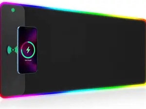 RGB Gaming Mouse Pad with Wireless Charging 15W, LED Mouse Mat 31.5 * 11.8 in, 10 Light Modes Extra Large Mousepad Non-Slip Rubber Base Computer Keyboard Mat for Gaming, MacBook, PC, Laptop, Desk