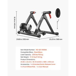 fathersdaygift VEVOR Bike Trainer, 6 Level Resistance, 26-29 in 700C Wheels, Foldable Magnetic Bicycle Stationary Stand for Indoor Exercise Riding with Quick Release Skewer Front Wheel Riser Block for Road Bikes