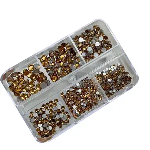 6 Grids Nail Rhinestones Mini Nail 3D Crystal Gems Jewelry Round