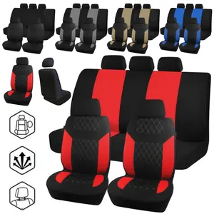 9PCS Car 5 Seat Covers Full Set Cloth, Washable Automotive 5 Seat Covers, Low Back Bucket Front Seat Covers & Rear Seat Covers with 5 Headrest Covers, Car 5 Seat Covers Universal for SUV Sedan