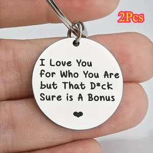 2Pcs Couple Valentine's Day Christmas Gift Stainless Steel Keychain for Men and Women to Give to Friends