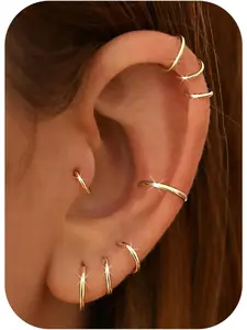 4 Pairs 6-12mm Stainless Steel 16g Hoop Cartilage Earrings, Unisex Nose Ring, Septum Ring & Body Piercing Jewelry, All Season Wear