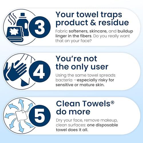 Clean Skin Club Clean Towels XL®, Travel Pack 100% USDA Biobased Disposable Face Towel, Eczema Association Accepted,Dry Wipes, TSA-Approved Travel Essential,1 Pack, 10 Ct Total