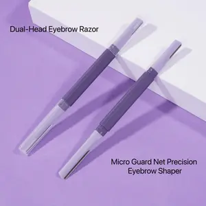 2pcs/lot New Dual-Head Eyebrow Razor, Micro-Distance Protection Net, Stainless Steel Grooming Tool, eyebrow trimmer Beginner & Professional Use, Men & Women eyebrow shaper