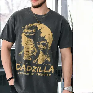 Personalized Dadzilla T-Shirt Father Day Gifts for Dad Funny Papa Tshirt Cool Daddy Dinosaur Tee