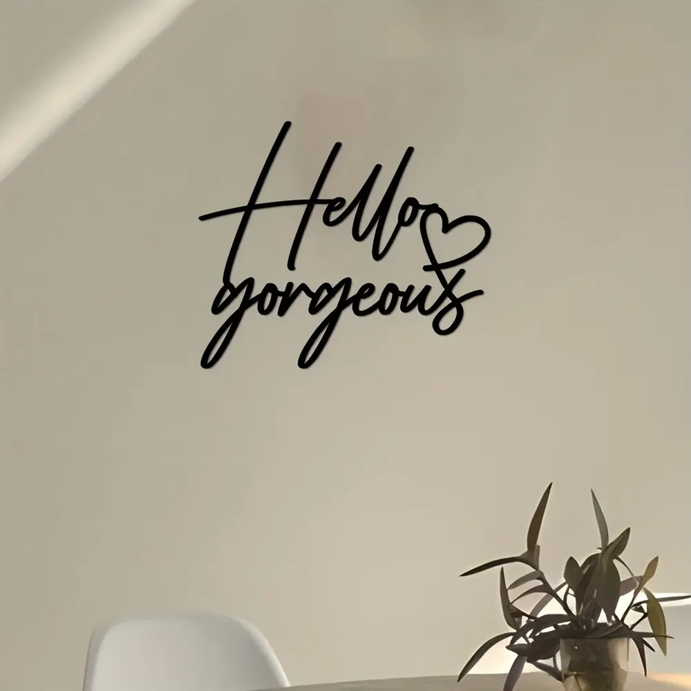 Metal Wall Art Decor, Unique Artwork, Modern Home Decor, Hello Glamorous Sign, Home Decoration for Bedroom Living Room Dining Room Farmhouse Bathroom Hanging Gift Idea
