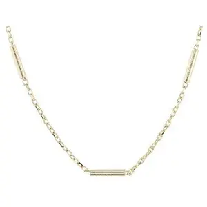 JTV 18k Yellow Gold Over Sterling Silver 1mm Cable and Bar Chain Station Necklace