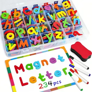 Magnetic Alphabet Set, Uppercase & Lowercase Foam Letters, Educational Toy, Preschool Alphabet Tool for Kids Learning Spelling, Includes Magnetic Board & Storage Box