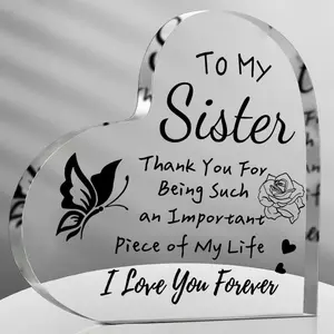 Sister Gifts Acrylic Plaque With Sayings - Wedding Birthday Thanksgiving Gifts For Sister - Desk Decorations Card Gifts For Sister - Wedding Birthday Thanksgiving