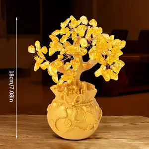 1pc Handcrafted Golden Crystal Money Tree in Intricate Pot - Prosperity & Wealth Attracting Decor, No Power Needed, Freestanding with Detailed Leaves for Home & Office Ornaments bouquet  flowers fake religious ornament home laundry room