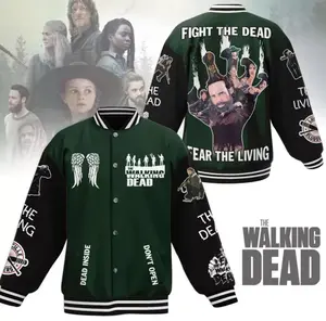 Zombie Series Varsity Baseball Jacket Unisex, Horror Tv Bomber, Scary Streetwear Outfit, Collector Gift