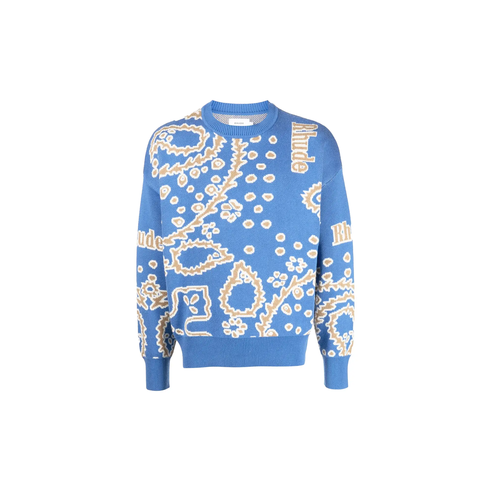 Bandana Knit Crewneck "Light Blue / Tan / Creme" RHPS23SW02822190