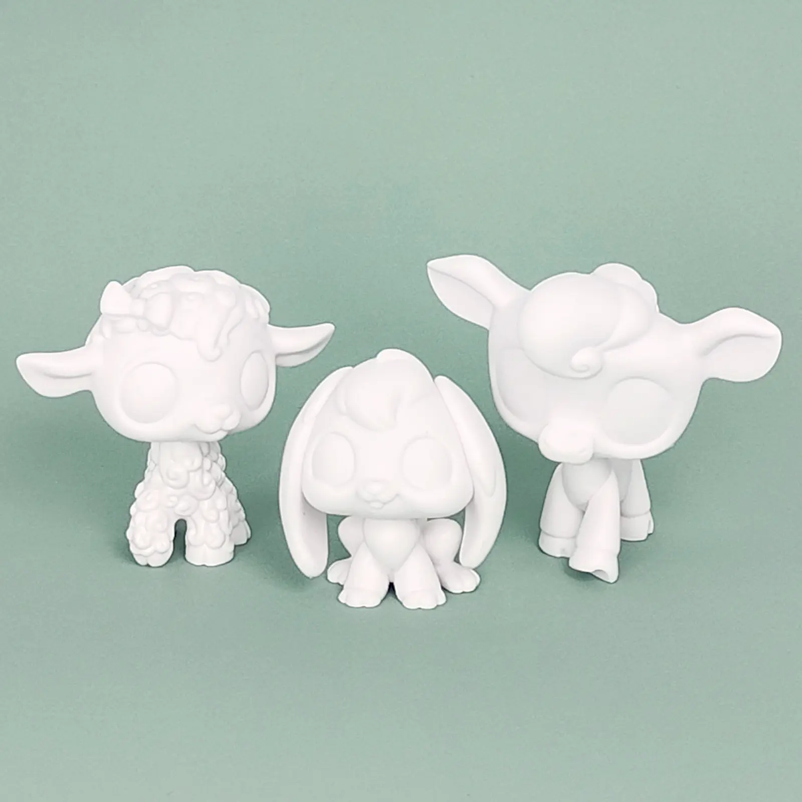 3 Pcs Custom Blank Animal Shapes Bobble-Head Action Figure Kits - ABS Handmade Toys, Manipulatable Models, Art Crafting Collectibles, White Base Paint Kit, DIY Crafts Supplies for Boys and Girls, Birthday Cake Toppers