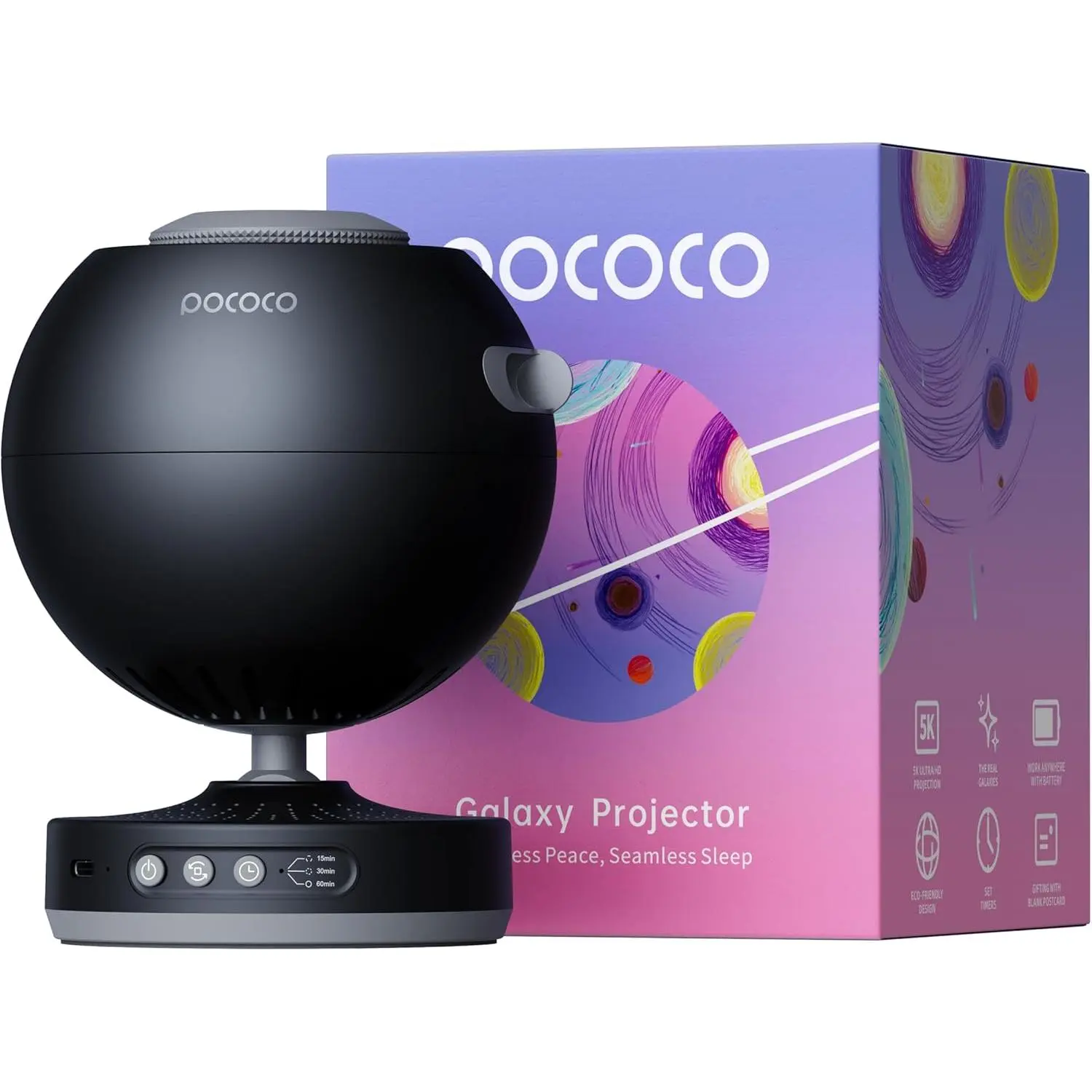 POCOCO Galaxy Star Projector for Bedroom with Replaceable Optical Film Discs, Home Planetarium Night Light Projector with High-Definition Soft Light for Relax, Study, and Meditate, Stress Relief Gifts