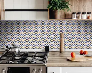 HomeRoots 400187 6 x 6 in. Blue Yellow Zig Peel & Stick Tiles