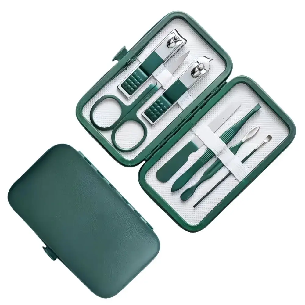 Stainless Steel 7-Piece Nail Clipper Set - Manicure Pedicure Grooming Kit with Compact Travel Pouch for Men, Women's Nail Care, Clippers, Storage, Travel Size, Multi-Size, Basic, High-Quality Complete Nail Care Set