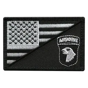 USA Flag Airborne Screaming Eagle Tactical Patch [3.0 X 2.0 -Hook-MA4 ]