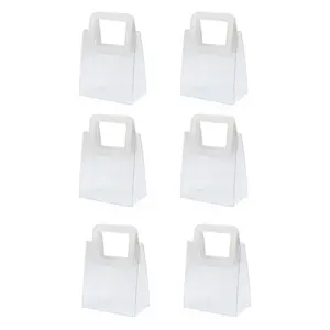 6 Pack Clear Gift Bags with Handles, Reusable Clear PVC Gift Bag, Durable Party Favor for Wedding,Birthday,Boutique,Christmas Gift