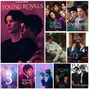 Young Royals TV Show Poster Self-Adhesive Waterproof Art Sticker, Aesthetic Minimalist Wall Poster for Coffee Shop, Bar & Home Room Decor
