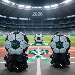Football Balloon Column Set, 18 Inch Football with Four-Leaf Clover Aluminum Foil Balloons, DIY Signature, Perfect for 2026 World Cup Party Decor