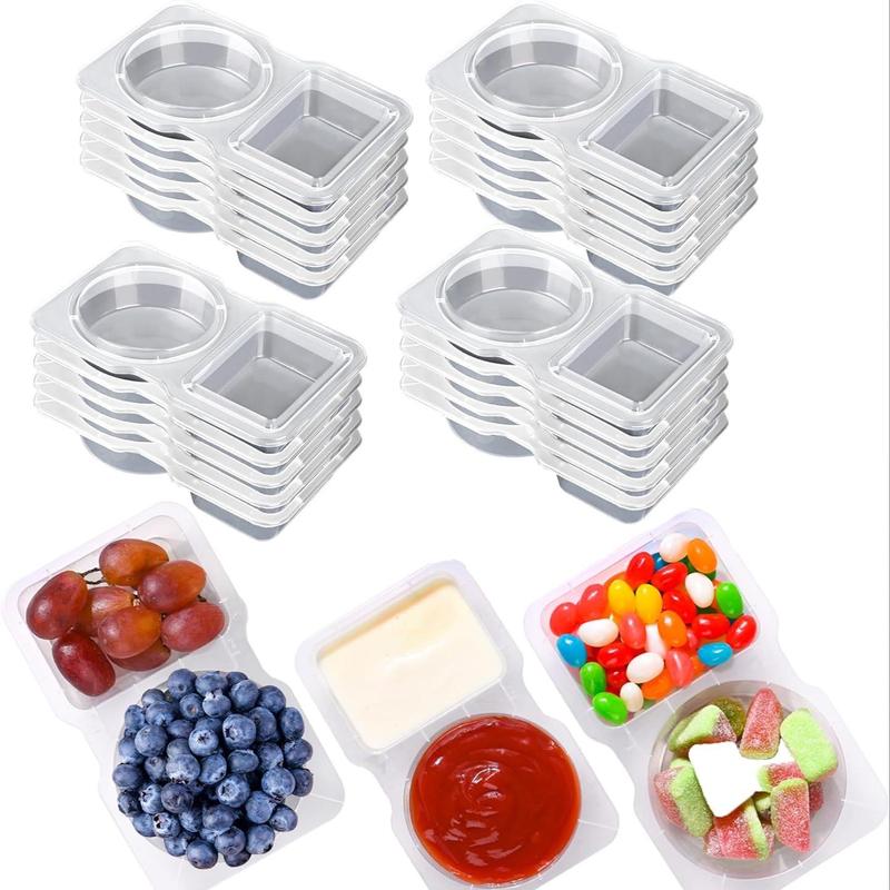 Double Compartment Condiment Container, 20pcs/set Reusable Snack Box ...