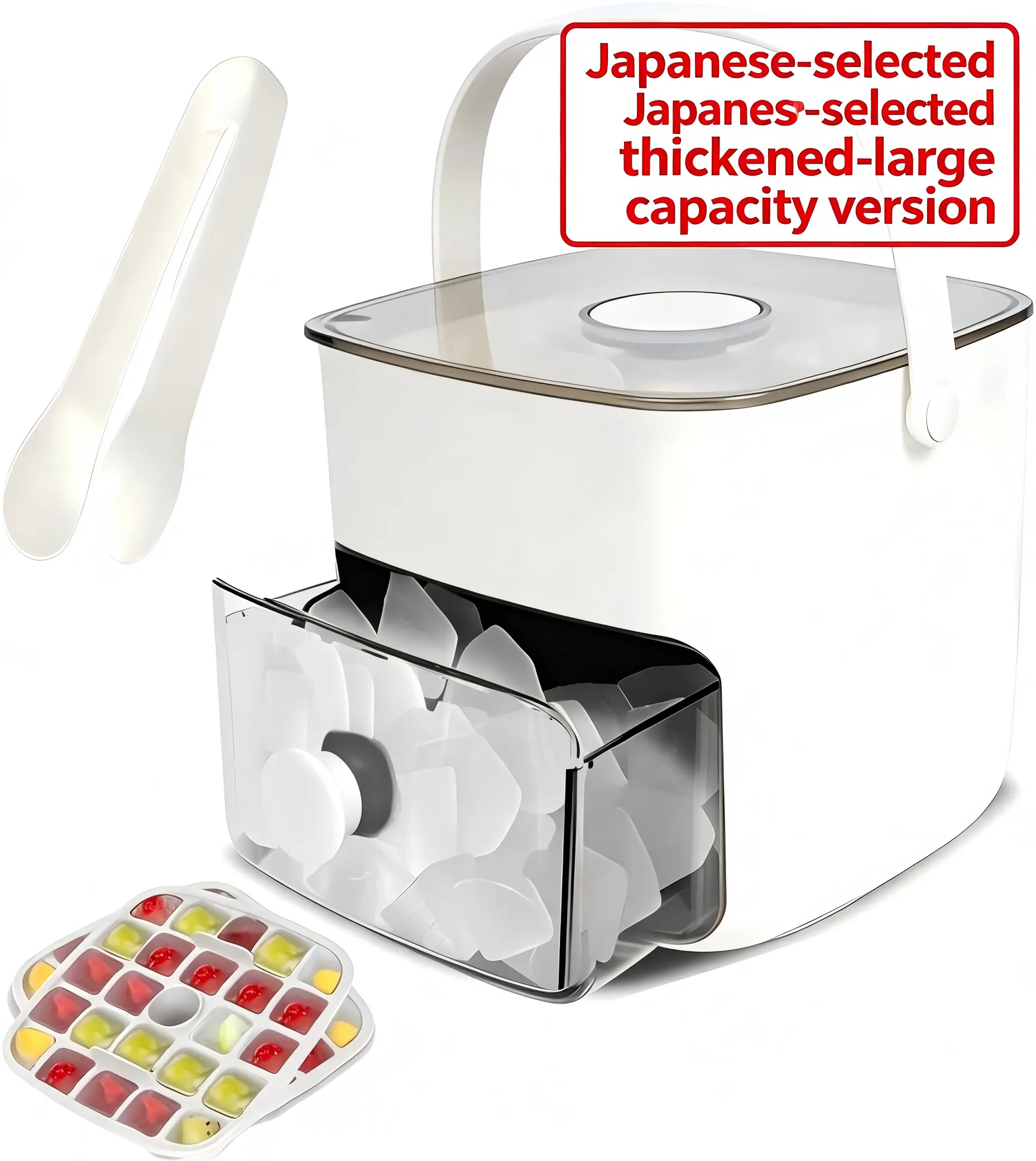 Double-Deck Portable Ice Maker, 48-Cube Kitchen Appliance with Easy-Press Lid, Durable Plastic Construction, Silicone Trays for DIY Frozen Food & Summer Beverages, 48 Cubes