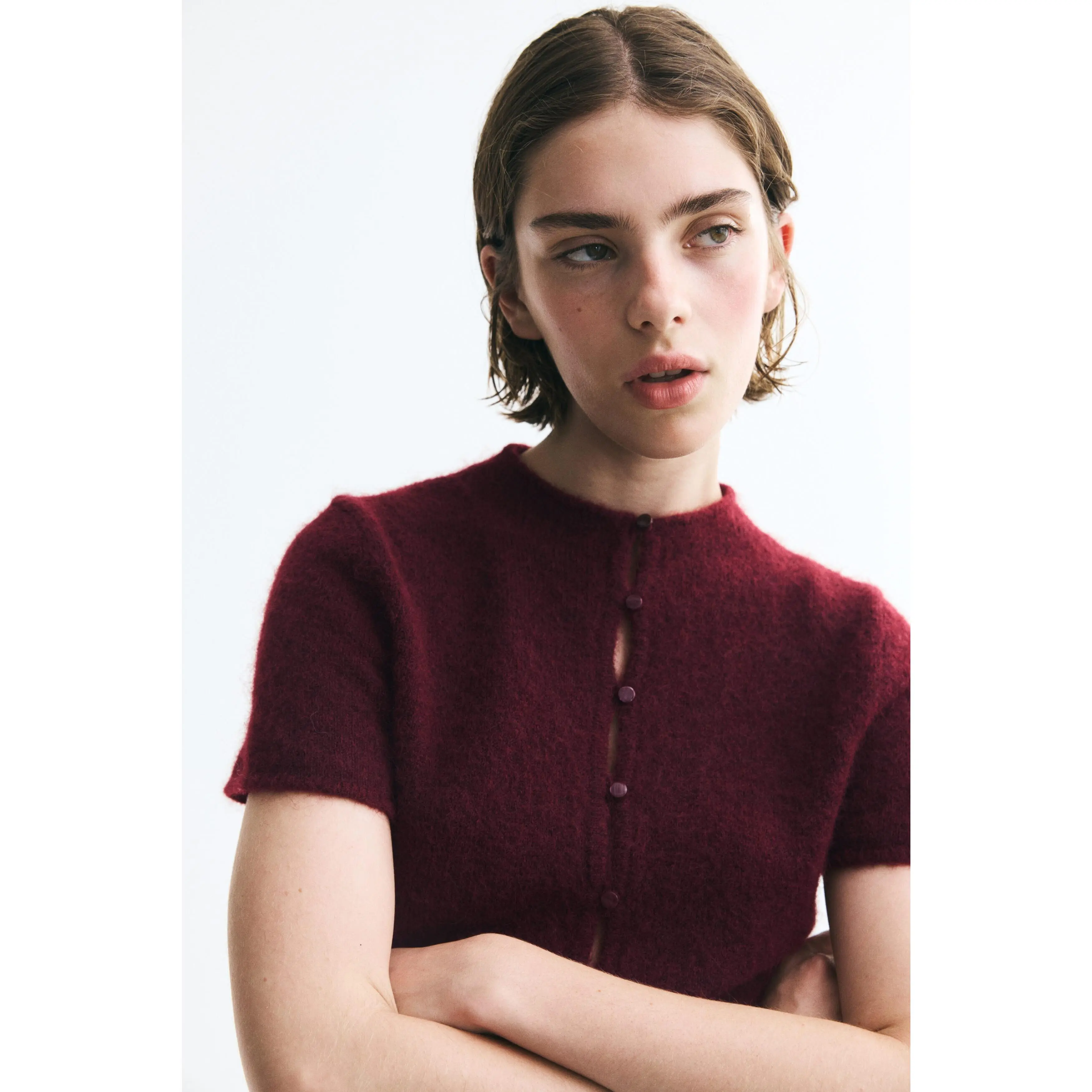 H&M Short-sleeved fine-knit cardigan